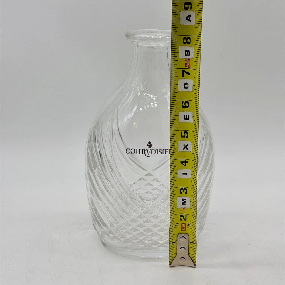 Courvoisier Glass Decanter Clear Diamond Swirl Pattern Barware Vintage